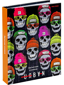 Блокнот А6 160л клетка, твердый переплет PROF-PRESS Черепа в шапках, ламинированная обложка