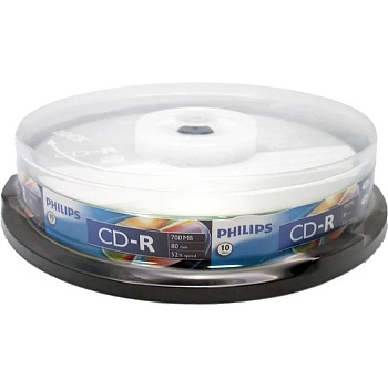 Диск CD-R Philips 700MB 52x Cake Box 10шт
