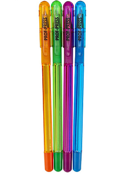Ручка шариковая с резиновым упором 0,7мм PROF-PRESS Crystal Colors СИНЯЯ, корпус ассорти