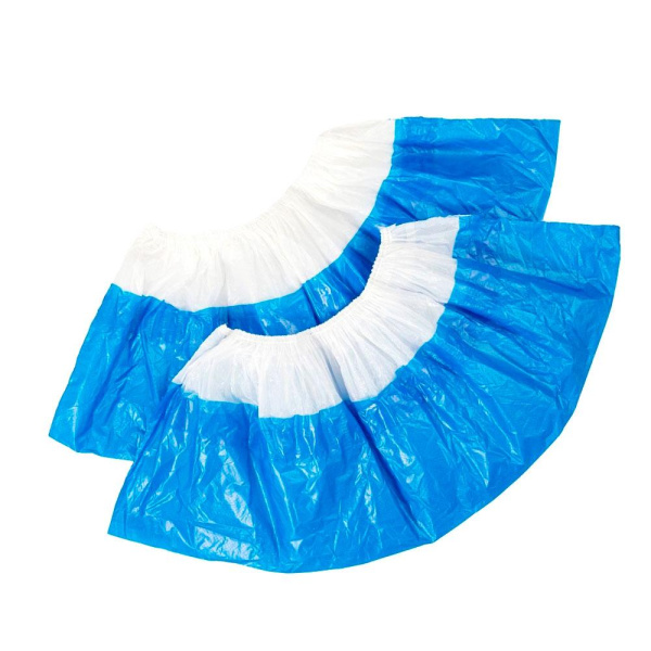 Бахилы голубые, 50 пар, 50мкм, 5г, с двойным дном