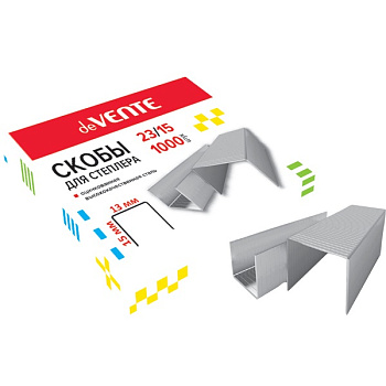 Скобы для степлера №23/15 1000шт до 40л deVENTE