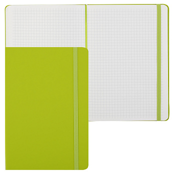 Блокнот А5 80л клетка, под кожу deVENTE Soft Touch, салатовый