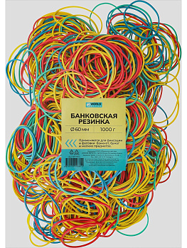 Резинки банковские универсальные 1000гр WorldOffice, диаметр 60мм, ассорти