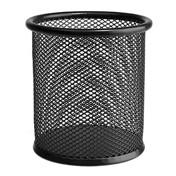 Стакан для пишущих принадлежностей, метал.сетка, 89*89*100мм, круглый, черный