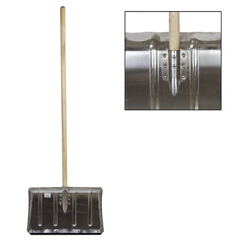 Лопата снегоуборочная алюминиевая, 50*33см, высота 130см, усиленнная, деревянный черенок