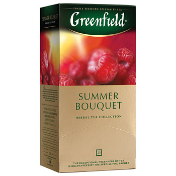 Чай пакетированный GREENFIELD Summer Bouquet, фруктовый с малиной, 25п*1,5г, 0433