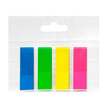Клейкие закладки пластиковые 12*45мм 4 цвета по 25л КМ, неон