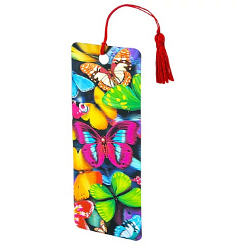 Закладка для книг с линейкой, 3D-объемная BRAUBERG Бабочки, с декоративным шнурком
