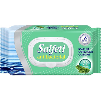 Салфетки влажные 72шт SALFETI Антибактериальные