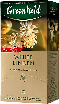 Чай пакетированный GREENFIELD White Linden, черный с липой, 25п*2г, 1750-10