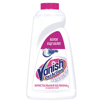 Средство для удаления пятен VANISH OxiAction Кристальная белизна 1000мл, для белых тканей