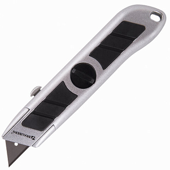 Нож канцелярский 18мм мощный BRAUBERG Professional, 6 лезвий в комплекте, фиксатор, металл_
