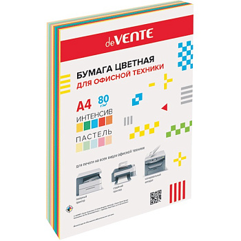Набор цветной бумаги А4 80г/м2, 5 ярких цветов/5 пастельных цветов, 100л deVENTE
