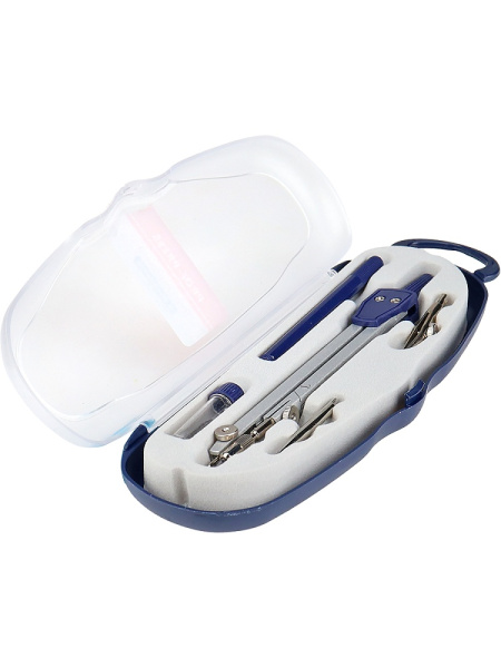 2_Готовальня PROF-PRESS 5 предмета циркуль, рейсфедерная вставка, держатель для рейсфедерной вставки, игольная вставка, грифель