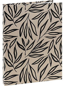 Блокнот А5 72л точка, твердый переплет PROF-PRESS Черные листья на светлом, матовая ламинация