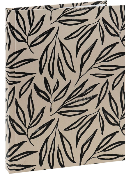 2_Блокнот А5 72л точка, твердый переплет PROF-PRESS Черные листья на светлом