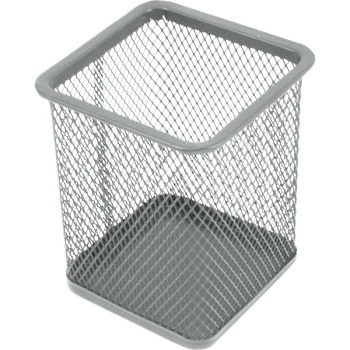 Стакан для пишущих принадлежностей, метал.сетка, 80*80*98мм deVENTE квадратный, серый