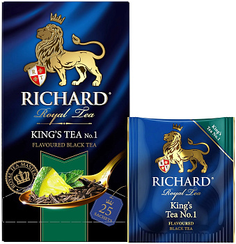 Чай пакетированный RICHARD King's Tea №1, черный с мятой и лаймом, 25п*2г