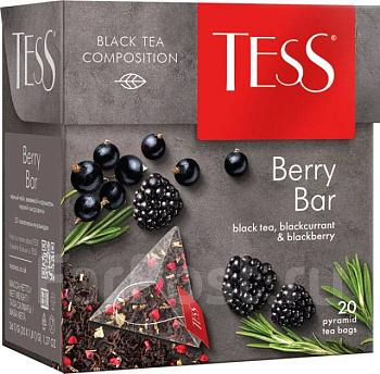 Чай в пирамидках TESS Berry Bar, черный с ежевикой и смородиной, 20п*1,8г, 0785-12