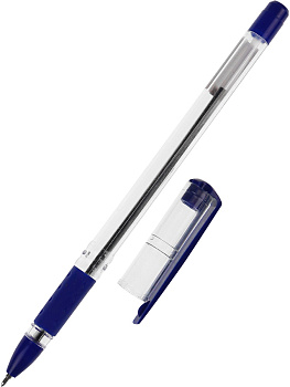 Ручка шариковая масляная, с резиновым упором 0,7мм PROF-PRESS Cursive СИНЯЯ, прозрачный корпус