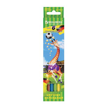 Карандаши цветные 6 цветов BRAUBERG Football match
