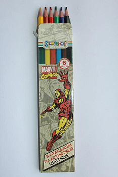 Карандаши цветные 6 цветов Silwerhof MARVEL COMICS пластиковые