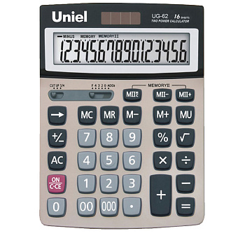 Калькулятор 16 разрядов Uniel UG-62 208*154мм латунь