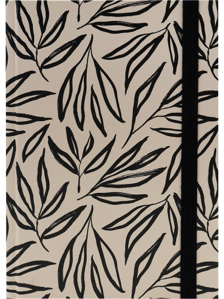 Блокнот А5 72л точка, твердый переплет PROF-PRESS Черные листья на светлом