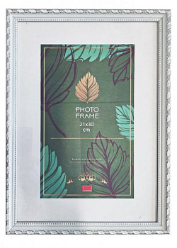 Фоторамка 21*30см пластик, серебро Камышок снежный ПМ