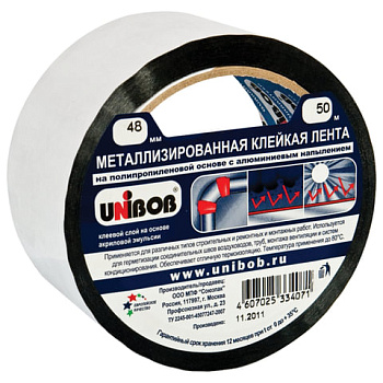 Скотч металлизированный 48мм*50м, полипропиленовая основа, UNIBOB
