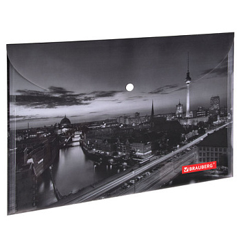Папка-конверт на кнопке А4 0,16мм BRAUBERG Night city