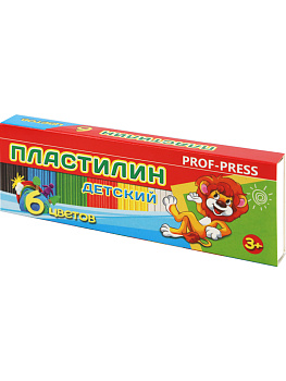 Пластилин 6цв 90г PROF-PRESS, со стеком
