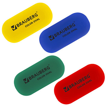 _Ластик для чернографитных карандашей 55*23*10мм BRAUBERG Color Oval, ассорти