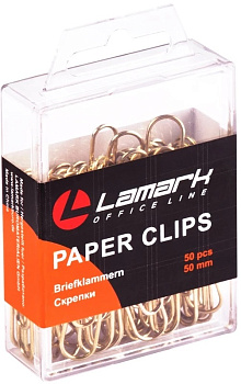 Скрепки 50мм большие золотистые 50шт LAMARK