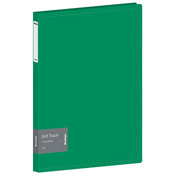 Папка на 4 кольцах, корешок 24мм, пластик 0,7мм, Berlingo Soft Touch, зеленая