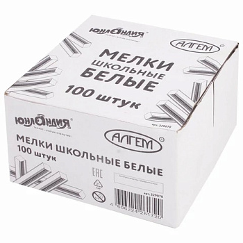 Мел белый, комплект 100шт ЮНЛАНДИЯ, квадратный