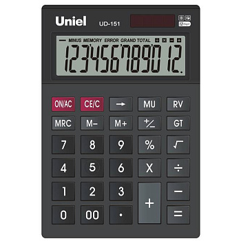 Калькулятор 12 разрядов Uniel UD-151K 147*100мм