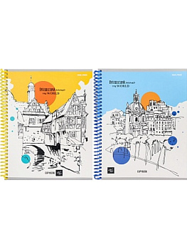 Тетрадь А5 96л клетка, цветная спираль PROF-PRESS Путешествуй по миру, ассорти