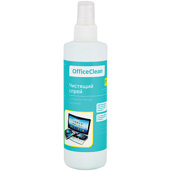 Чистящая жидкость-спрей для экранов всех типов и оптики OfficeClean, 250мл