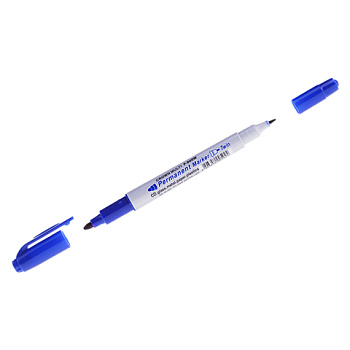 Маркер перманентный CROWN Multi Marker Twin, 1-2мм, двусторонний, синий