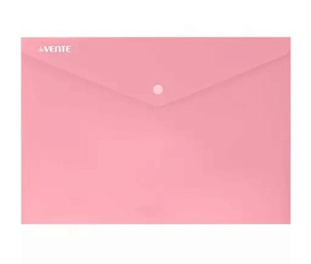 Папка-конверт на кнопке А4 0,18мм deVENTE Pastel, непрозрачная, пастельная, розовая