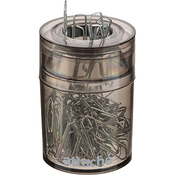 Скрепочница магнитная Attache, графитовый прозрачный корпус