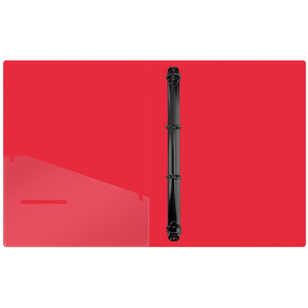 4_Папка на 4 кольцах, корешок 24мм, пластик 700мкм,  Berlingo Soft Touch, 24мм, красная