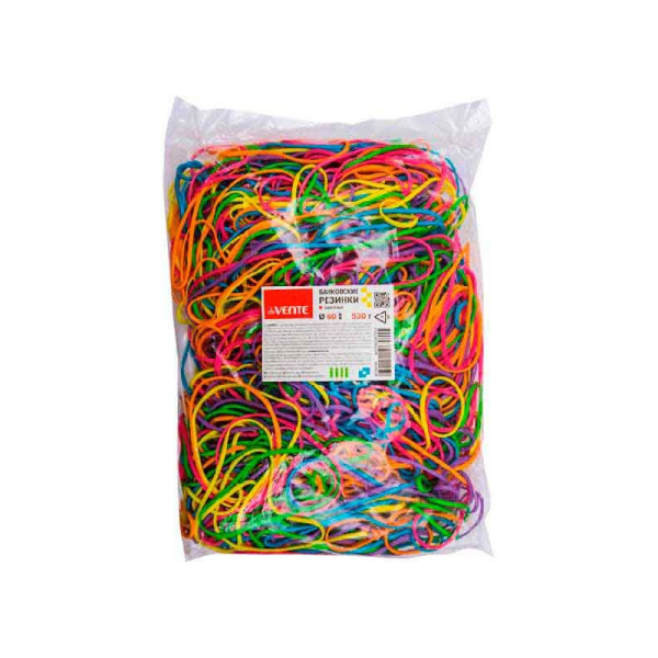 Резинки банковские универсальные 500гр deVENTE, диаметр 60мм, ассорти