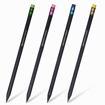 Карандаш чернографитный HB BRAUBERG Black Wood, черное дерево, с ластиком