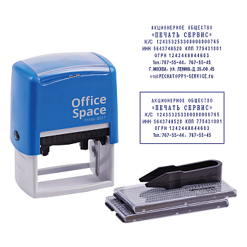 Штамп самонаборный 8 строк, 60*40мм, рамка, 2 кассы в комплекте OfficeSpace