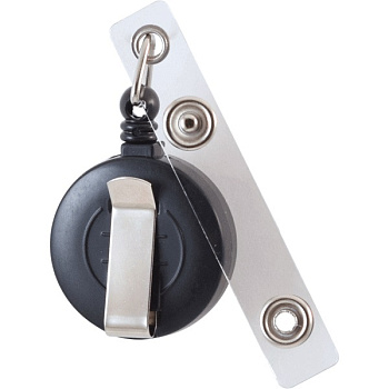 Держатель-рулетка для бейджей deVENTE, 70см, петелька, клип, черный