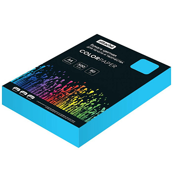 Бумага цветная А4 80 г/м2 голубая интенсив 500л Attache