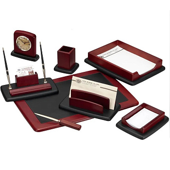 Набор настольный M8LF-1, 8 предметов, МДФ черный/темно-бордовый