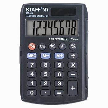 Калькулятор 8 разрядов STAFF STF-883, карманный 95*62мм, двойное питание